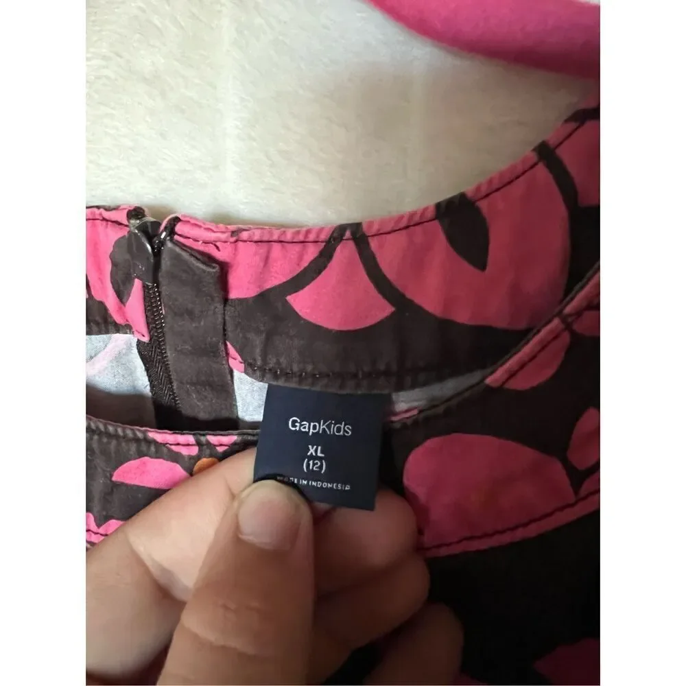 Gap Kids Brown With Pink Floral Dress Kids Size XL (12)